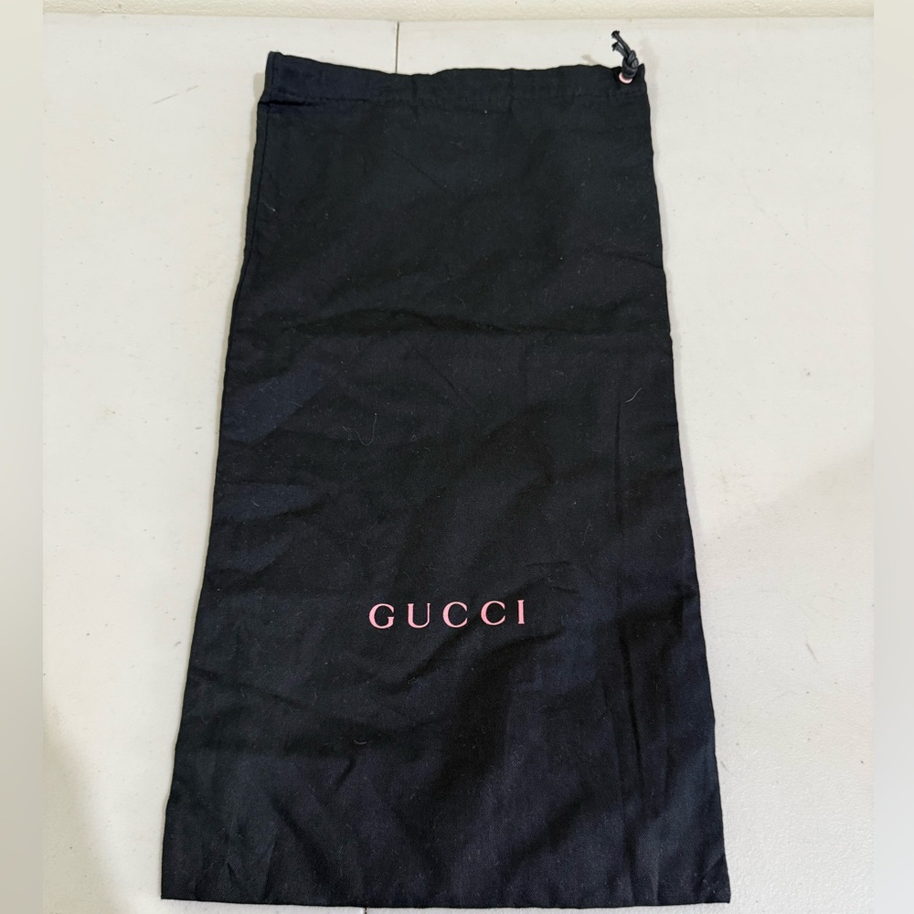 Gucci Black Drawstring Dust Bag with Pink Logo